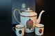 Faberge Set Coffee Pot & Two Coffe Cups Porcelain 24k W / Box