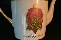 Faberge Set Coffee Pot & Two Coffe Cups Porcelain 24k w / box
