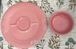 Fiesta Ware Retired Rose Color Two Piece Chip and Dip Set RARE NEW