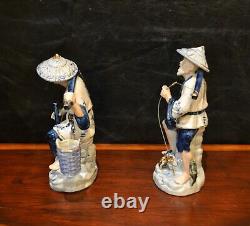 Fishermen Couple-Blue And White-Set Of Two