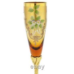 GlassOfVenice Set Of Two Figaro Murano Glass Champagne Flutes 24K Gold Leaf- Gol