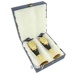 GlassOfVenice Set of Two Murano Glass Champagne Flutes 24K Gold Leaf Purple
