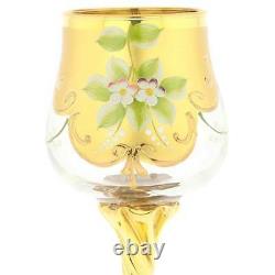 GlassOfVenice Set of Two Murano Glass Wine Glasses 24K Gold Leaf Transparent