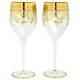 Glassofvenice Set Of Two Murano Glass Wine Glasses 24kt Gold Leaf Transparent