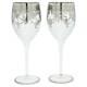 Glassofvenice Set Of Two Murano Glass Wine Glasses Sterling Silver Leaf Transp