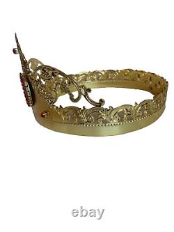 Golden Byzantine Orthodox wedding crowns set of two in Christian church