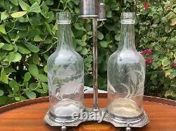 Hawkes Glass Two Bottle Tantalus Set