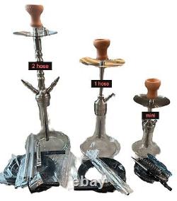 Heavy Duty Stainless Steel Hookah Shisha Complete Set, shared two hoses