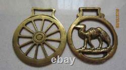 Horse Brass Set of Two Unique Vintage Design Wheel Camel Home Decor Wall Hanging