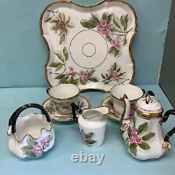 Japanese Porcelain Tea Set for Two in Case 9 Pieces