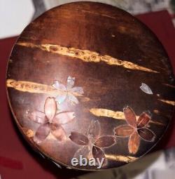 Japanese Tea Caddy Wooden Cherry Bark Kabazaiku Canister Set Of Two