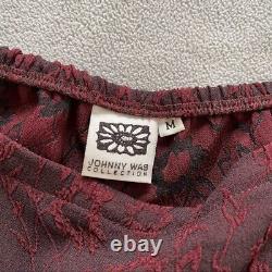 Johnny Was collection vintage black floral jacket skirt 2 piece set Med Large