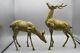 Large Brass Buck And Doe Deer Pair Vintage Figurines/sculptures Set Of Two Decor