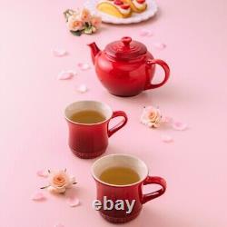 Le Creuset Tea Set Teapot & Two Mug Cup Set In Box Cherry Red New