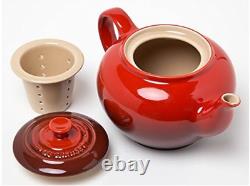 Le Creuset Tea Set Teapot & Two Mug Cup Set In Box Cherry Red New