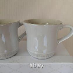 Le Creuset Teapot Set One Small Teapot and Two Mugs SS White Luster with Box