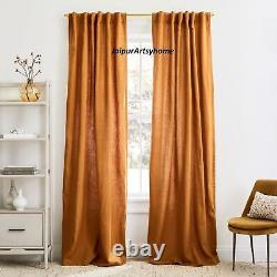 Linen curtain Cinnamon Color Living Room two panels Bedroom Curtain Set