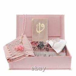 Luxury Islamic Gift Set, The Holy Quran, Prayer Rug, Cap, Shawl, Two Rosarys