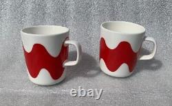 Marimekko mugs cups SET OF TWO MUGS with Lokki design red BNIB