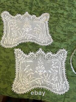 Mary Card WISTERIA (1936) Filet Crochet Placemat Set of Two