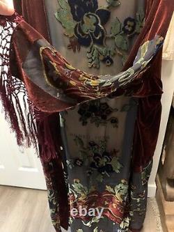 Mina Collection Burnout Velvet /sheer Two Piece Set Kimono Duster Art To Wear