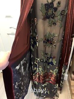 Mina Collection Burnout Velvet /sheer Two Piece Set Kimono Duster Art To Wear