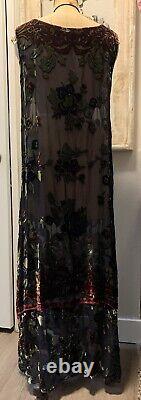 Mina Collection Burnout Velvet /sheer Two Piece Set Kimono Duster Art To Wear