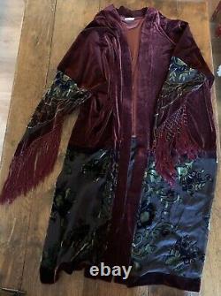 Mina Collection Burnout Velvet /sheer Two Piece Set Kimono Duster Art To Wear