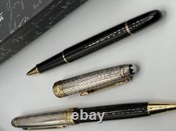 Montblanc Sterling Silver 925 Caps Triple Set of Two Ballpoint and Fountain Pens