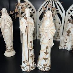 Nativity Set 10 Piece Including Two Candle Holders