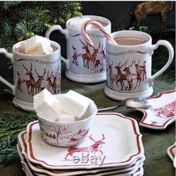 New In Box Set of 2 Juliska Country Estate Reindeer Games Mugs Christmas