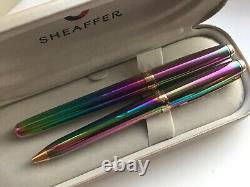 Nos Vintage Sheaffer Prelude(9050)fountain & Ballpoint Pen Set, Rainbow Plasma/gt