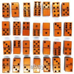 Old And Rare Handmade Two Tone Genuine Bakelite Dominoes 28 Piece Set 442 Grams