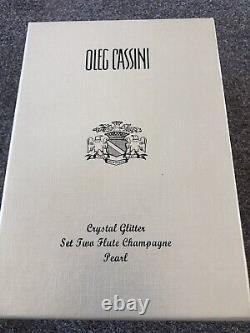 Oleg Cassini Set Two Champagne Flute. Pearl. Rare