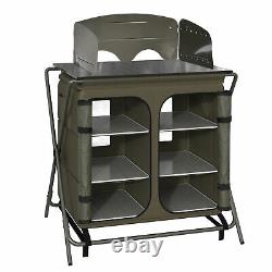 Outsunny Camping Cupboard Foldable Camping Kitchen Storage Unit with Windshield