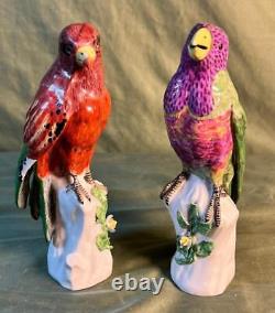 Pair of Two 2 Old Antique French Samson Art Porcelain Birds Figurine Statues Set