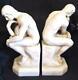 Pair Of Two Nude Male Men Statue Figural Bookends Set Of Two 2 The Thinker Man