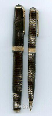 Parker Vacumatic Maxima Pen & Pencil Set, XF Two-Tone Flexible Nib, Gold/Brown