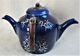 Rare & Fabulous Antique Twin Spout Wedgwood Majolica Teapot Cobalt Blue, 1889