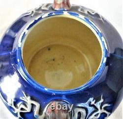 RARE & FABULOUS Antique TWIN SPOUT Wedgwood Majolica Teapot Cobalt Blue, 1889