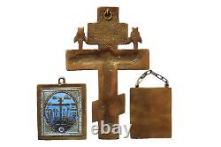 RUSSIAN SET of BRONZE ICONS, CROSS and TWO ICONS