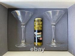 Rare Frank Sinatra Martini Glasses Set Of Two + Olives Tv Land Rat Pack Special