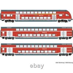 Roco 74146 DB-AG Double-deck Coaches, 3-Coach Set, Era VI, Red Livery