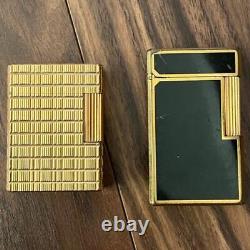 S. T. Dupont Two sets of Different Types Roller Gas Lighter Gold Black