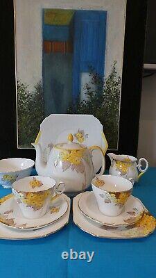 SHELLEY Art Deco 10 x Piece Tea for Two Service Yellow Phlox IDEAL 0172