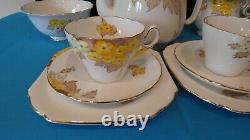SHELLEY Art Deco 10 x Piece Tea for Two Service Yellow Phlox IDEAL 0172