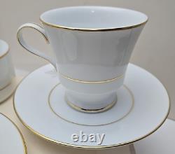 Set (2) Gray Eagle Emblem Gold Trim Cup & Saucer withCreamer Military Colonel Army