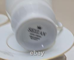 Set (2) Gray Eagle Emblem Gold Trim Cup & Saucer withCreamer Military Colonel Army