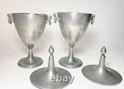 Set Of Two 17th to 18th Century Antique Pewter Urns Angel Hallmarked
