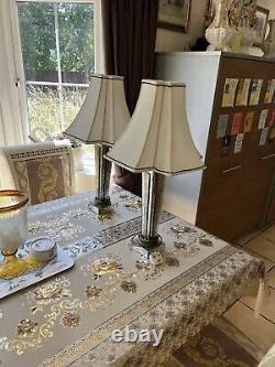 Set Of Two Beautiful Unusual Mirrored Lamps